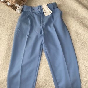 High waist belted pants